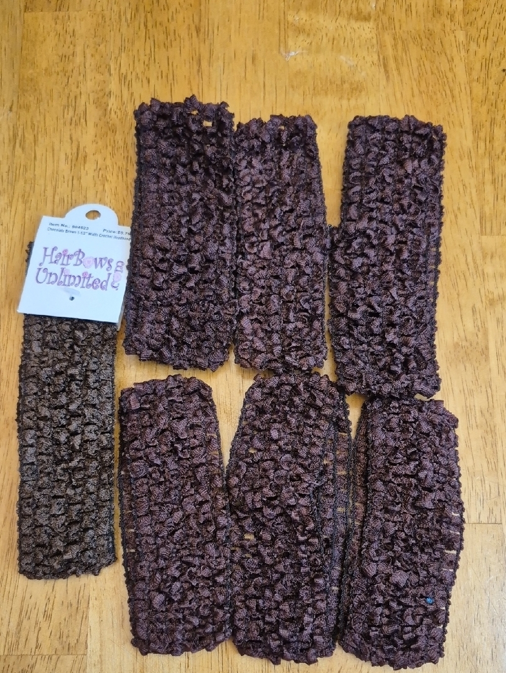 Brown Crochet Stretch Headbands Babies Kids - Crafters Pack of 7 Hairbow Access